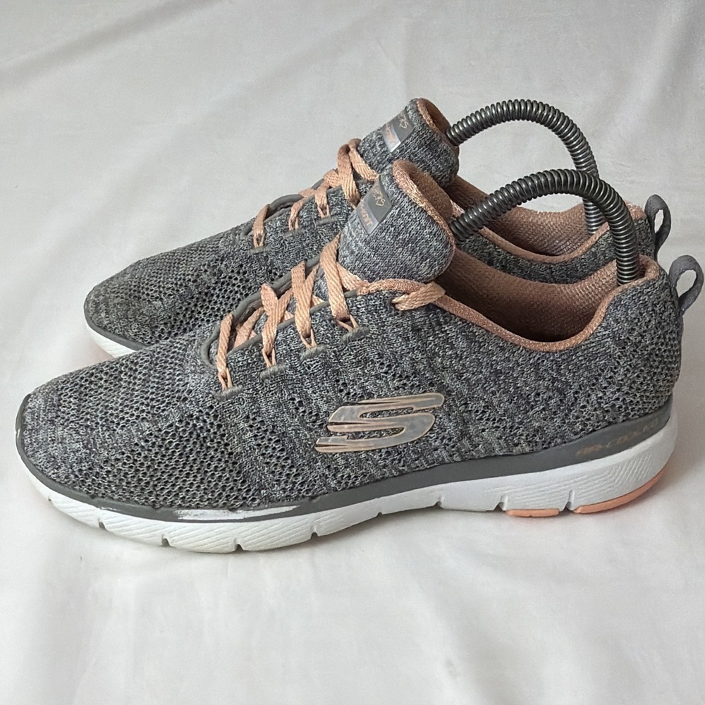 Skechers Womens Flex Appeal 3.0 13077 Gray‎ Running Shoes Sneakers Size 8.5 - Picture 3 of 16